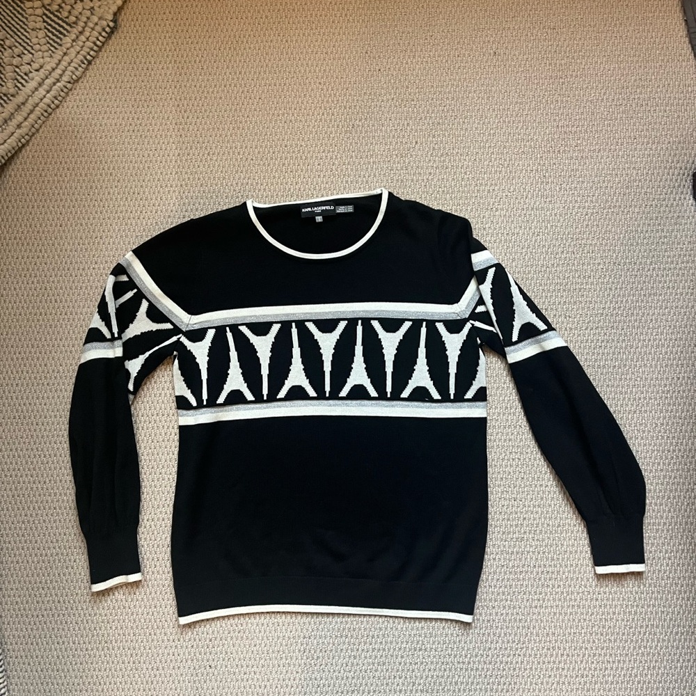Karl Lagerfeld Paris Eiffel Tower Crewneck Sweater EUC